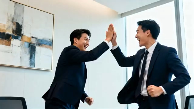  商务人士击掌庆祝1993#横屏 	 