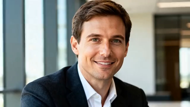  商务男士微笑特写1976#横屏 	 