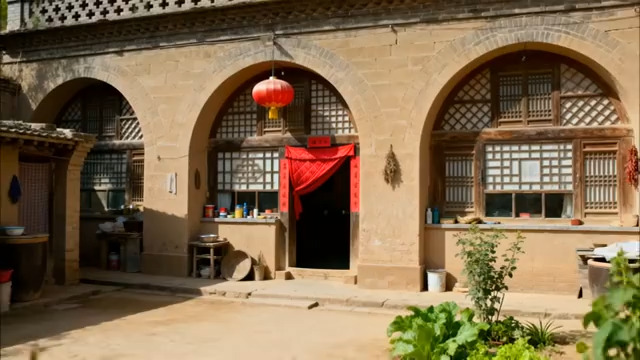  陕北窑洞民居景观1965#横屏 	 