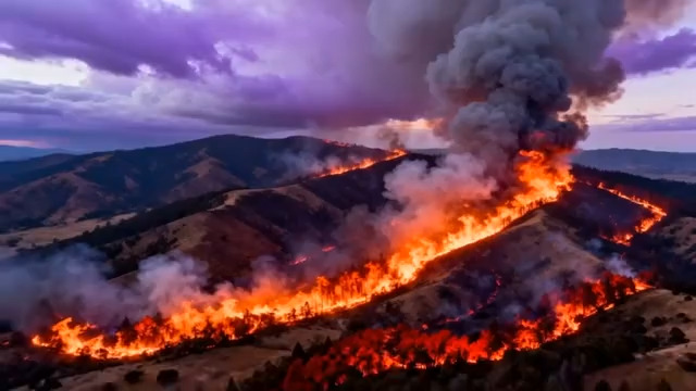  山火蔓延浓烟滚滚1944#横屏 	 