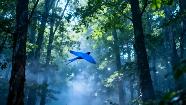  森林蓝鸟飞翔1893#横屏 	 -