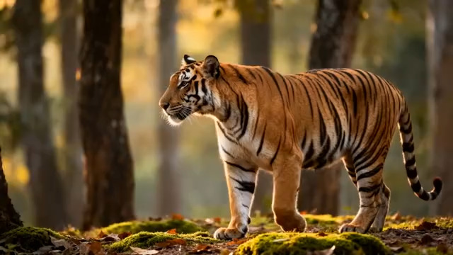  森林老虎行走特写1895#横屏 	 