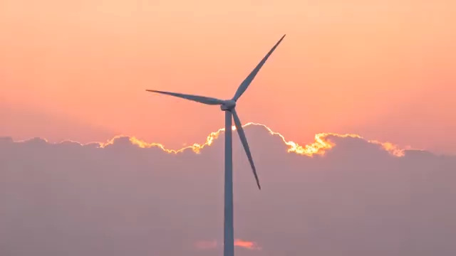  日落时分的风力发电机1855#横屏 	 