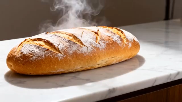  热气腾腾的长条形面包1829#横屏 	 