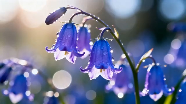  清晨带露紫色风铃草1761#横屏 