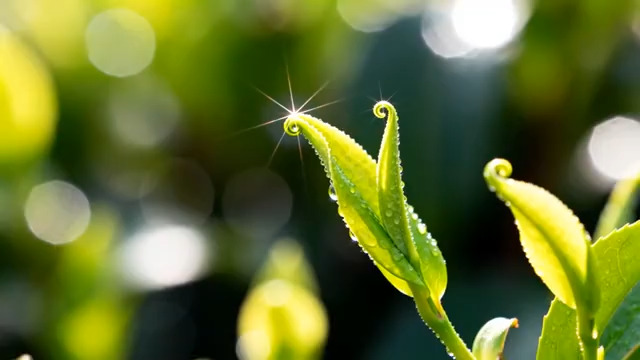  清晨露珠绿茶芽1768#横屏 	 