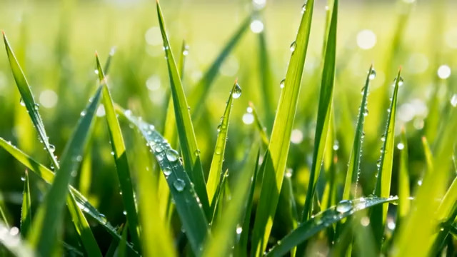  清晨带露珠的绿草地1760#横屏 	 -