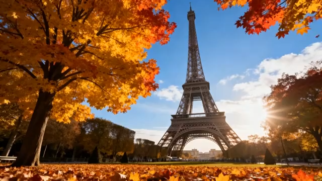 巴黎埃菲尔铁塔秋景330#横