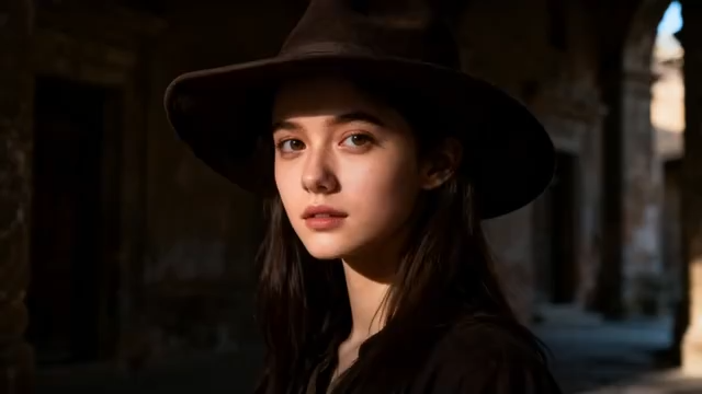 戴帽子的女孩377#横屏 