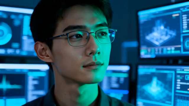 戴眼镜的科技工作者380#横屏 