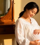 孕妇室内轻抚肚子画面11405#横屏 