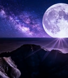 月夜星空下的山脉景观8965#横屏 