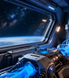 宇宙飞船内舱与地球景观素材3194#横屏 