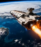 宇宙飞船飞掠地球场景10581#横屏 