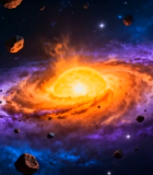 宇宙星系与陨石太空景象14320#横屏 