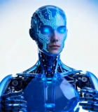 蓝色机器人双臂交叉特写6672#横屏 