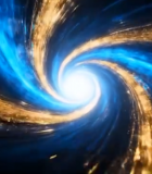 蓝色金色粒子旋涡背景素材6224#横屏 