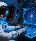 宇航员在太空舱内操作设备13061#横屏 