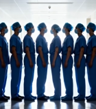 医院走廊医护人员列队画面5934#横屏 