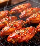 烤架上的美味鸡翅素材1094#横屏 