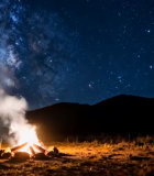 夜晚野外露营篝火星空场景5592#横屏 