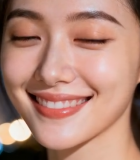 夜景中微笑的女性特写12443#横屏 