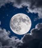 夜空满月与云朵1317#横屏 