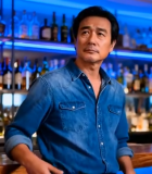 酒吧内男子倚靠吧台场景14727#横屏 