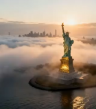 纽约自由女神像航拍全景14139#横屏 