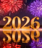 年烟花夜景水面倒影2654#横屏 