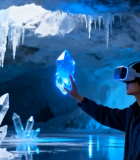 男子溶洞内体验科技10380#横屏 