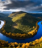 自然风光河流森林俯瞰素材2990#横屏 