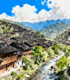 苗寨自然风光全景13437#横屏 