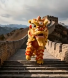 长城上的舞狮表演(1)5758#横屏 