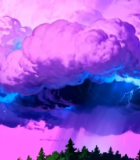 梦幻紫色云层森林背景素材6809#横屏 