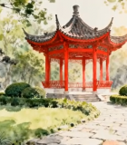 月夜湖畔樱花树风景14063#横屏 