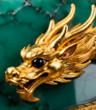 绿玉石器物上的金龙装饰特写4174#横屏 