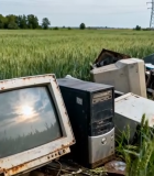 麦田中的废旧电脑堆积7020#横屏 