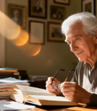 老人室内阅读书籍场景677#横屏 