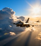 战斗机群高空飞行画面301#横屏 