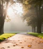 林间小道秋日阳光洒落景象10204#横屏 