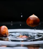 栗子落水溅起水花微距素材1210#横屏 