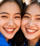 两位女生亲密相拥微笑14170#横屏 