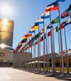 联合国总部前各国国旗实拍11865#横屏 