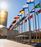 联合国总部前各国国旗实拍11865#横屏 