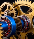 金色齿轮与轴承特写287#横屏 