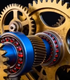 金色齿轮与轴承特写287#横屏 