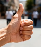 街头竖起大拇指手势13486#横屏 