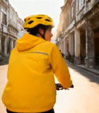 街道骑行的黄色着装男子13890#横屏 