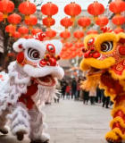 街道舞狮表演近景3041#横屏 